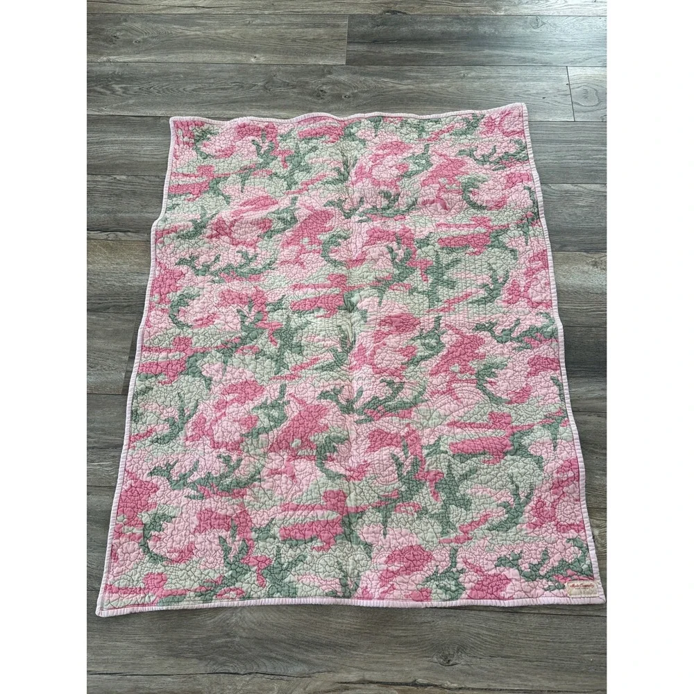 Vintage Jungle Safari Patchwork Quilted Baby Blanket‎ Lion Monkey Giraffe 41x31